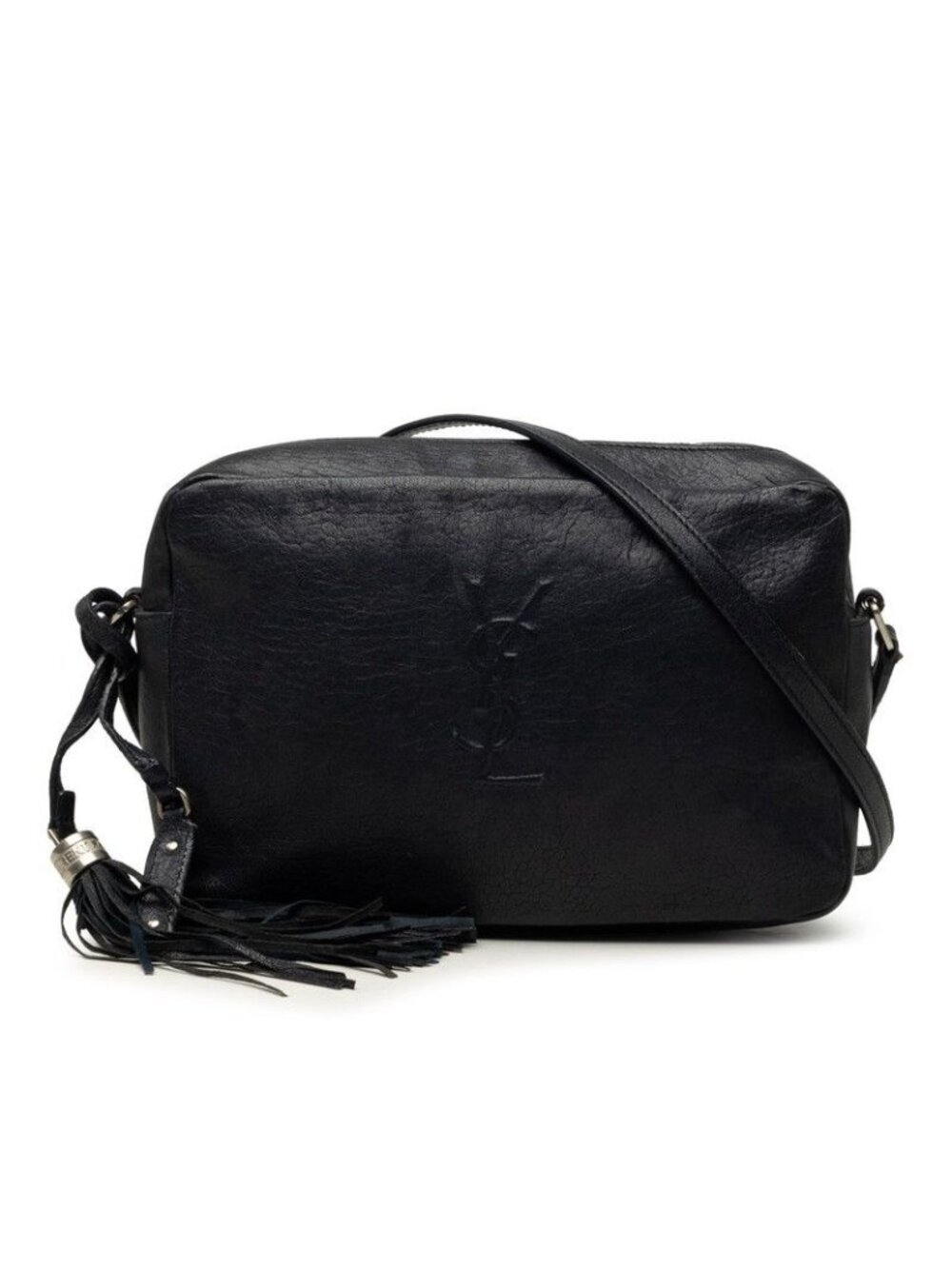 Saint Laurent Lou Crossbody Shoulder Bag Tassel Navy Leather